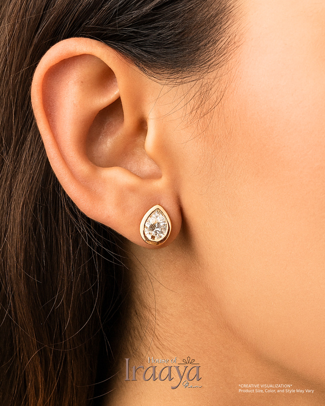 Gold-Plated Teardrop Stud Earrings