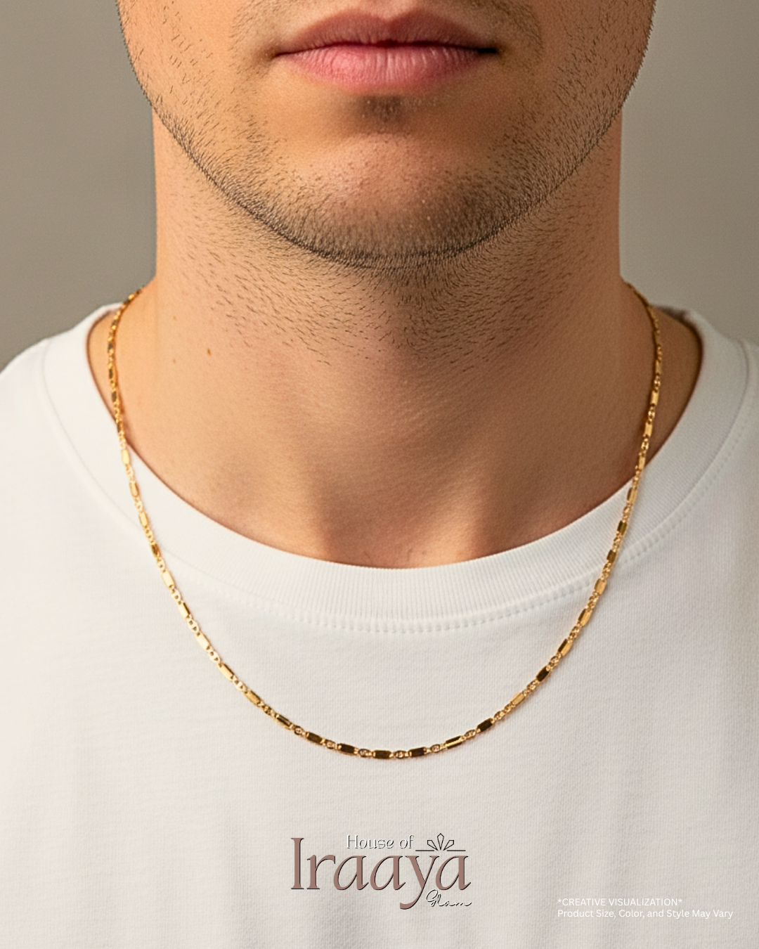 Gold Plated Classic Rectangular Link With a Smooth Shine Chain
