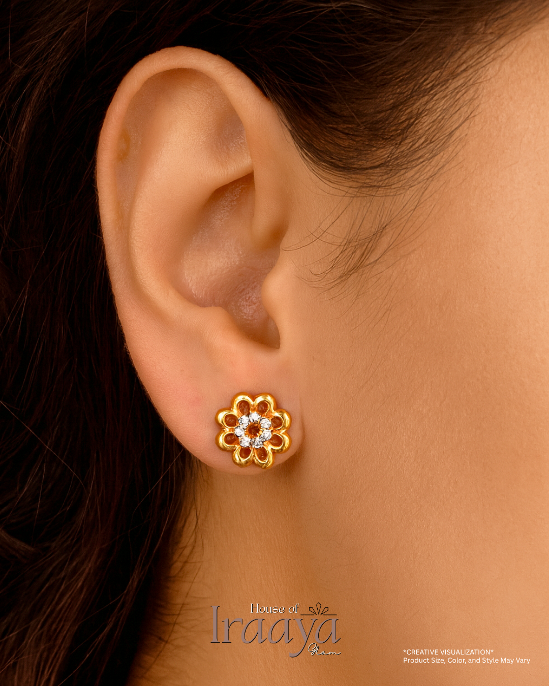 Gold-Tone Floral Stud Earrings