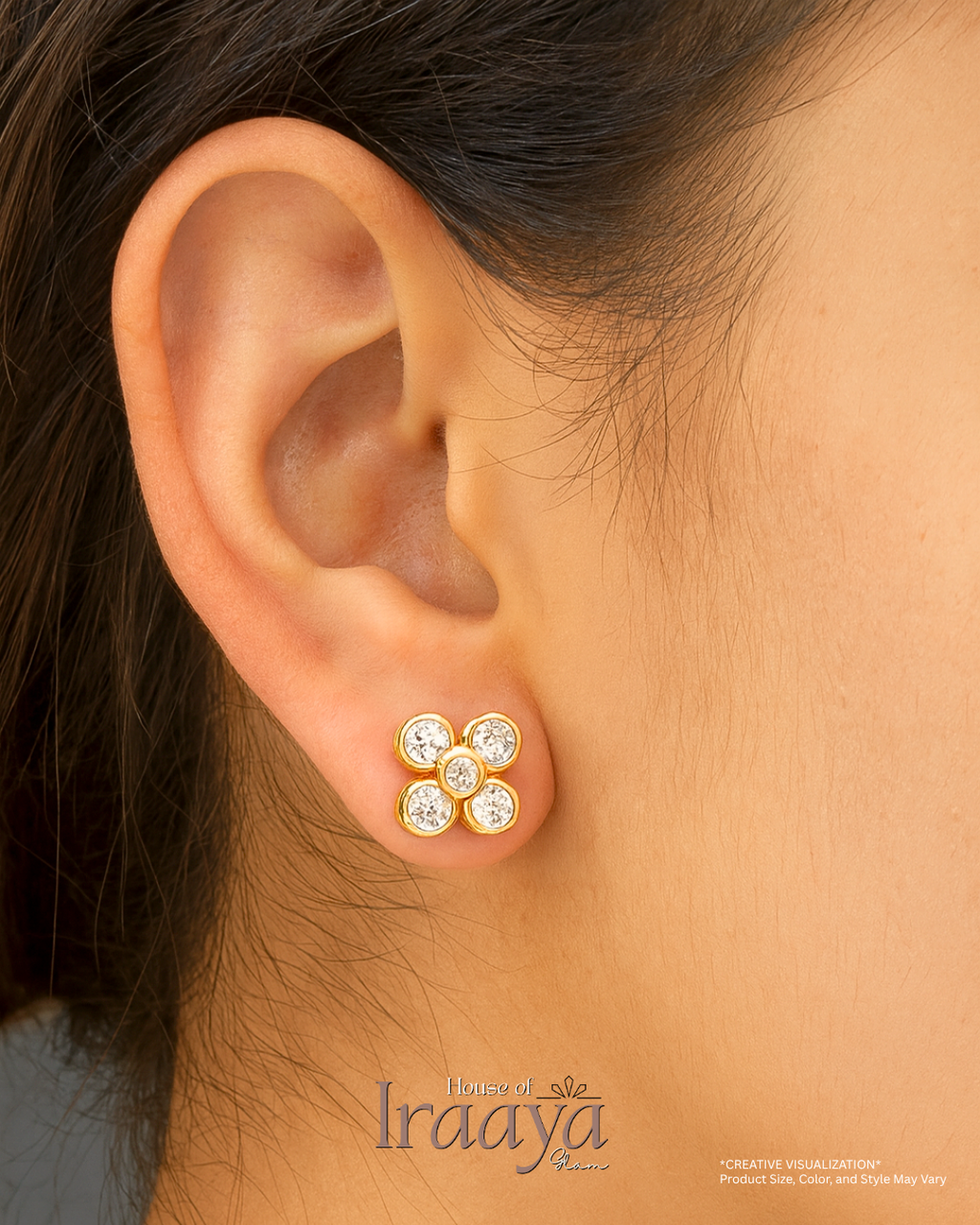 Gold-Tone Four-Petal Stud Earrings