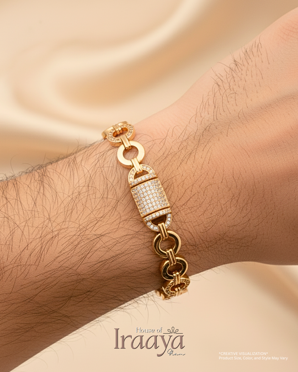 Gold Toned Link Pavé Design With Stone Detailing