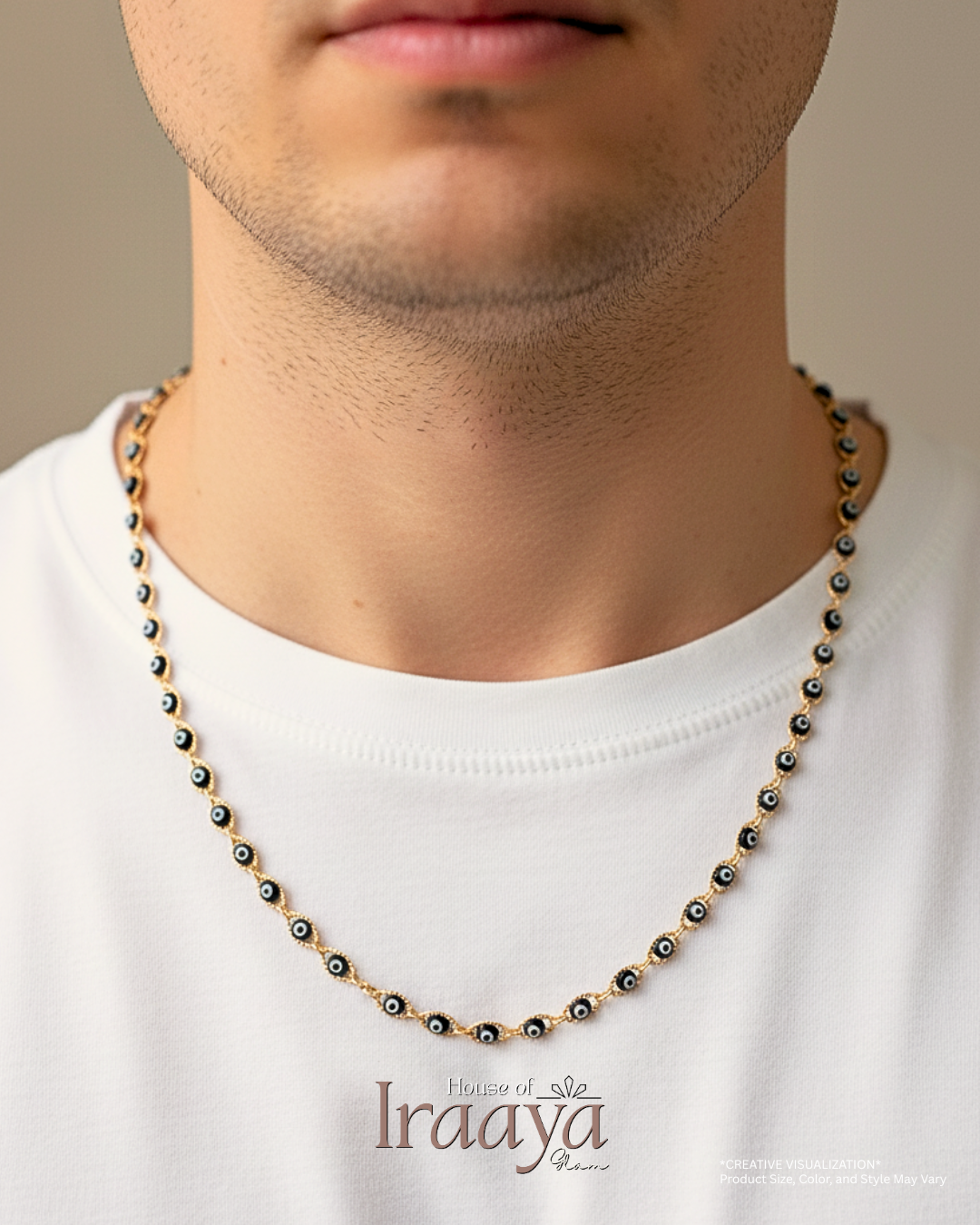 Gold Evil Eye Chain With Black Accents