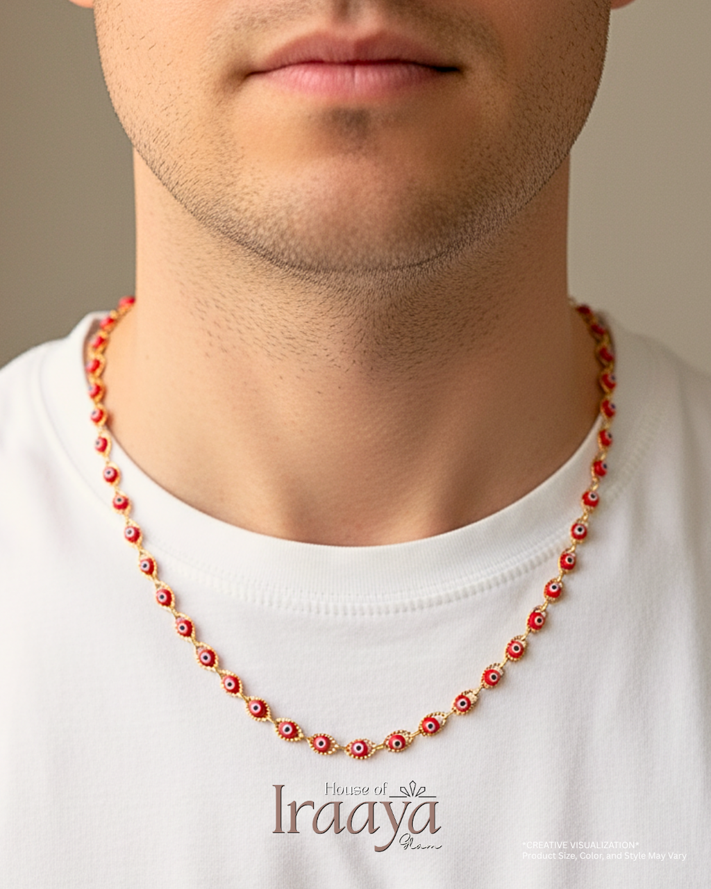 Gold Evil Eye Chain With Red Accents