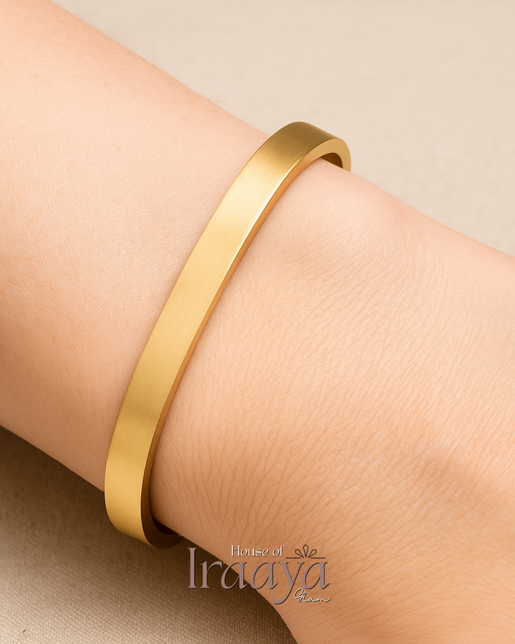 Classic Gold Minimal Open Cuff Kada