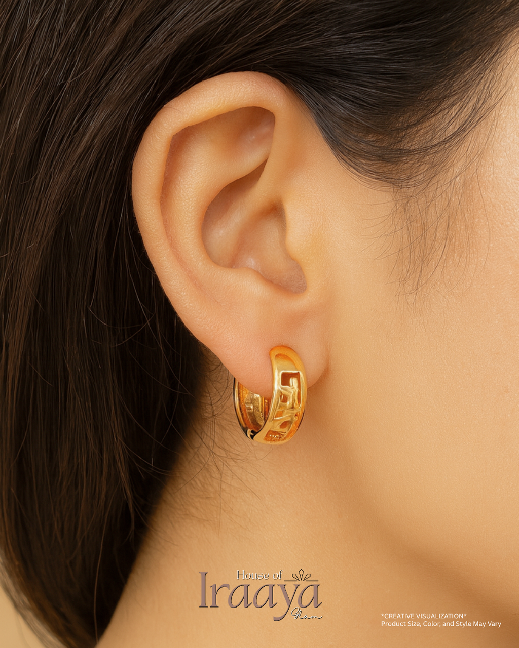 Gold-Plated Engraved Hoop Earrings