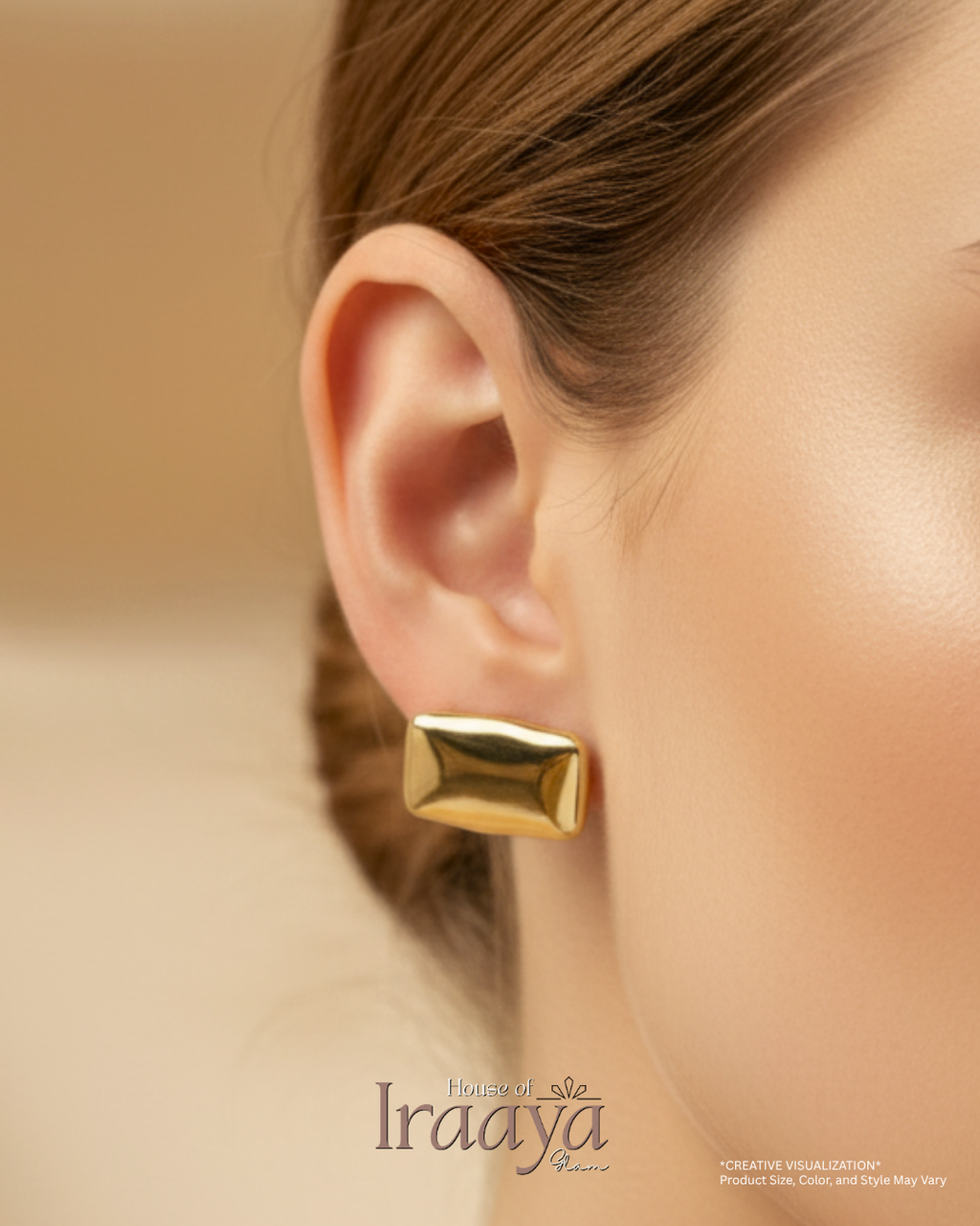Polished rectangular studs with a modern silhouette Earnings