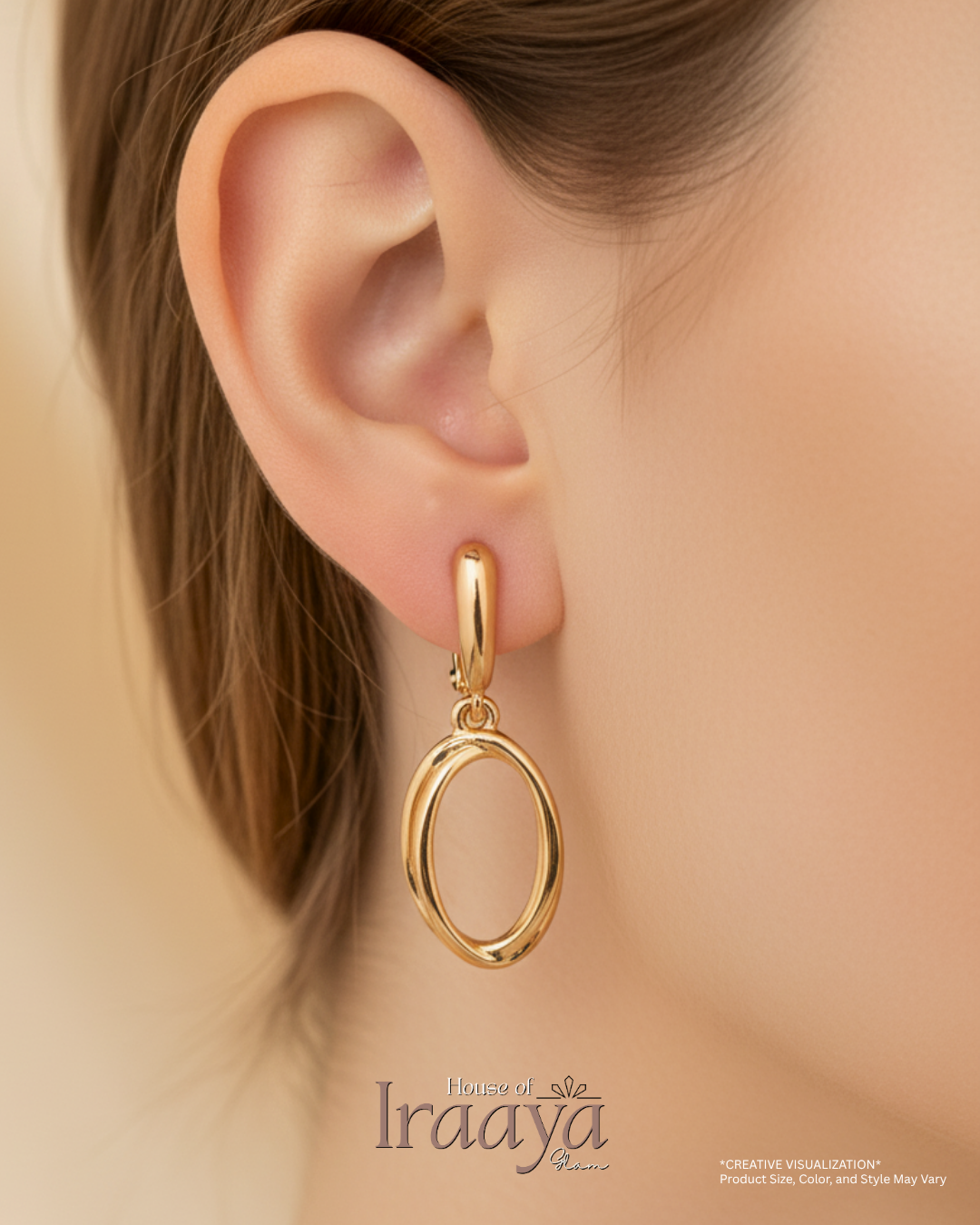 Gold Plated Twisted Oval Drop Earrings