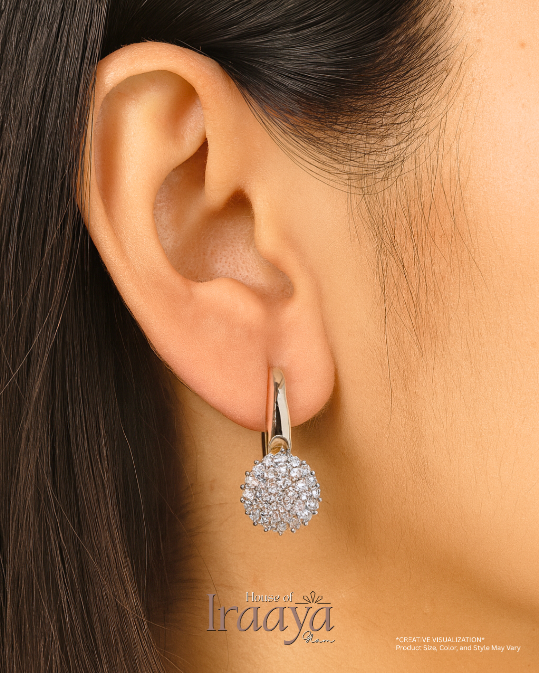 Silver Plated Sparkling Dome Stud Earrings