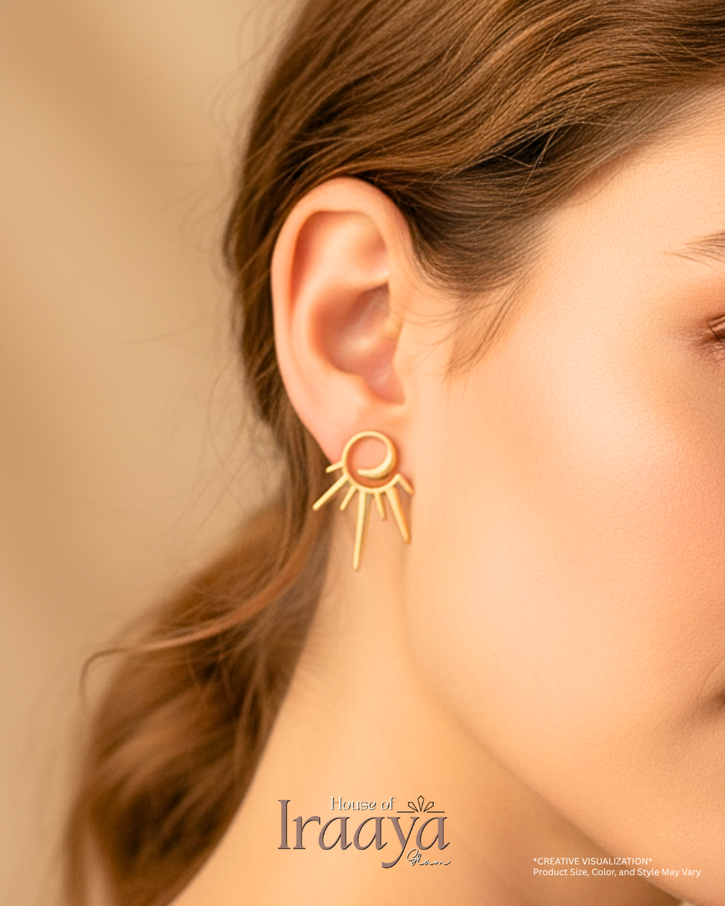 Minimalist Gold-Tone Sunburst Stud Earrings