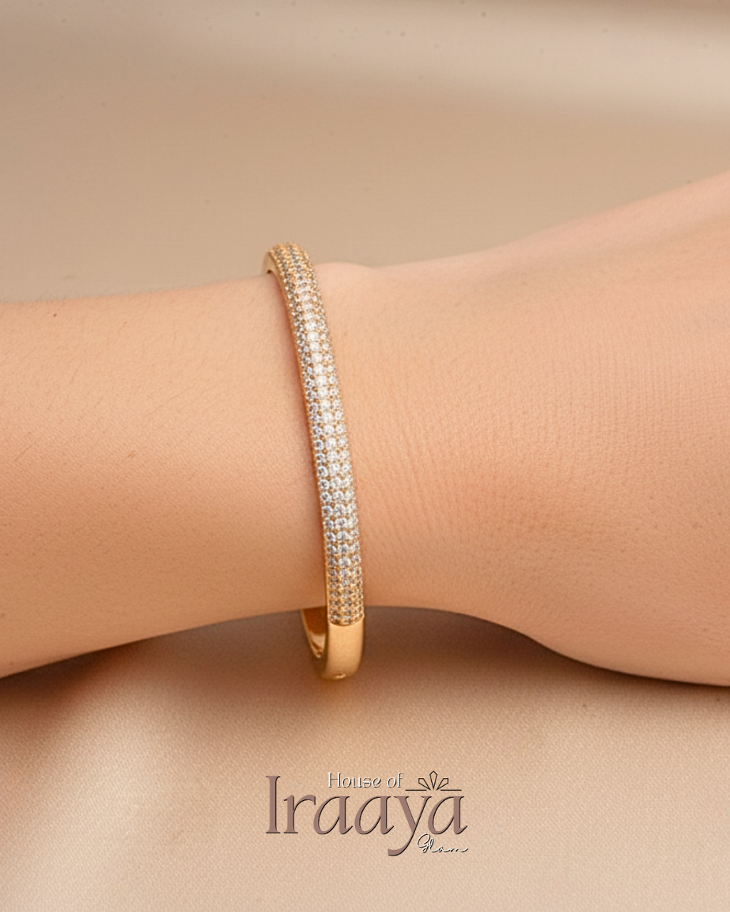 Gold Full Pavé Diamond Open Kada