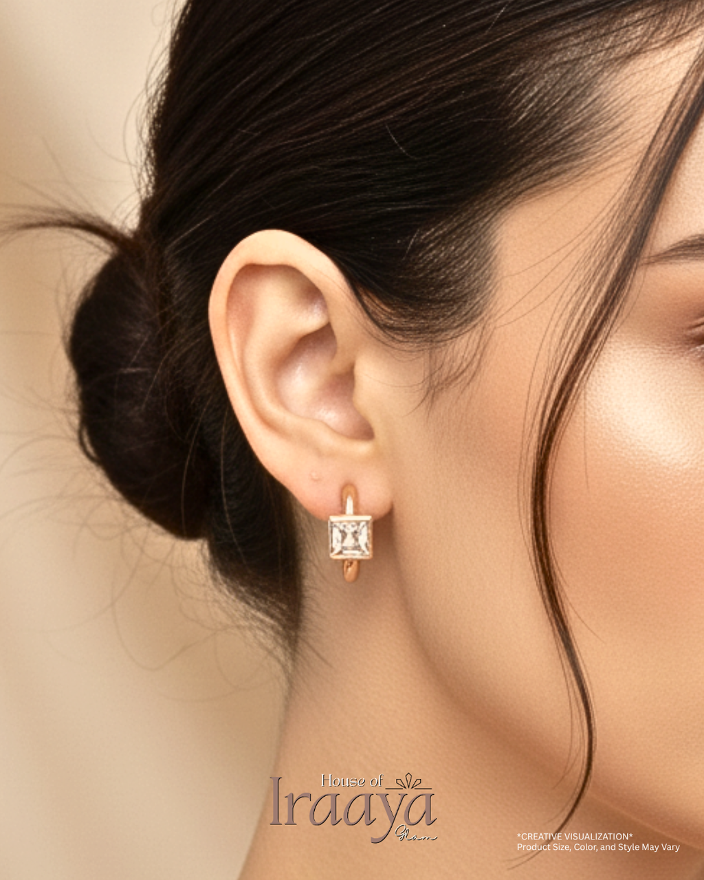 Gold-Plated Stone-Studded Hoop Earrings