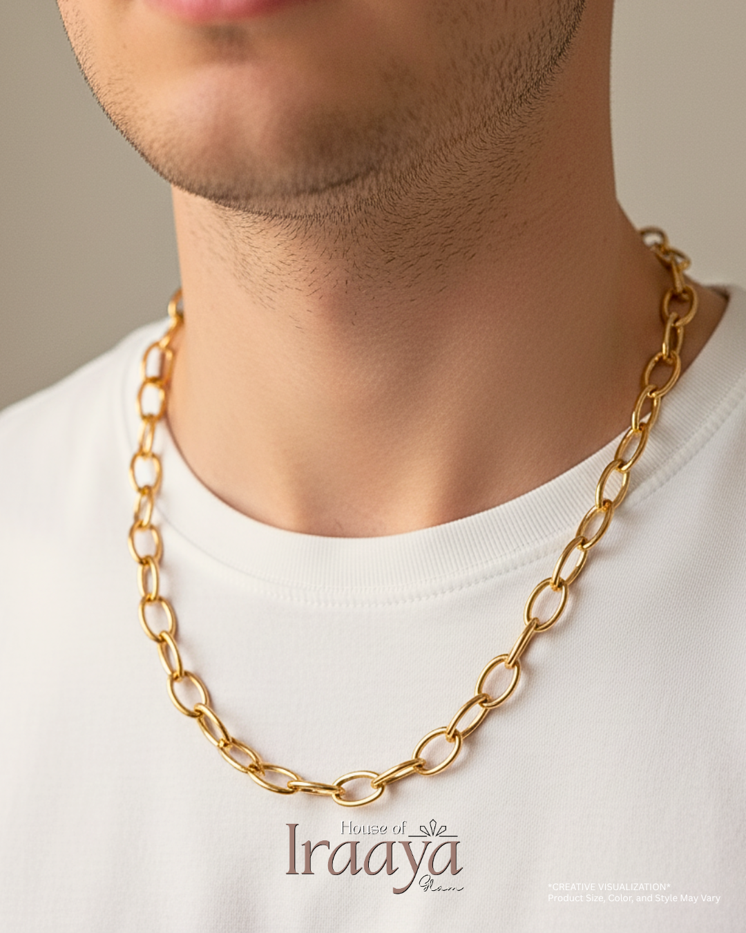 Gold  Oversized Bold interlocking oval link Chain