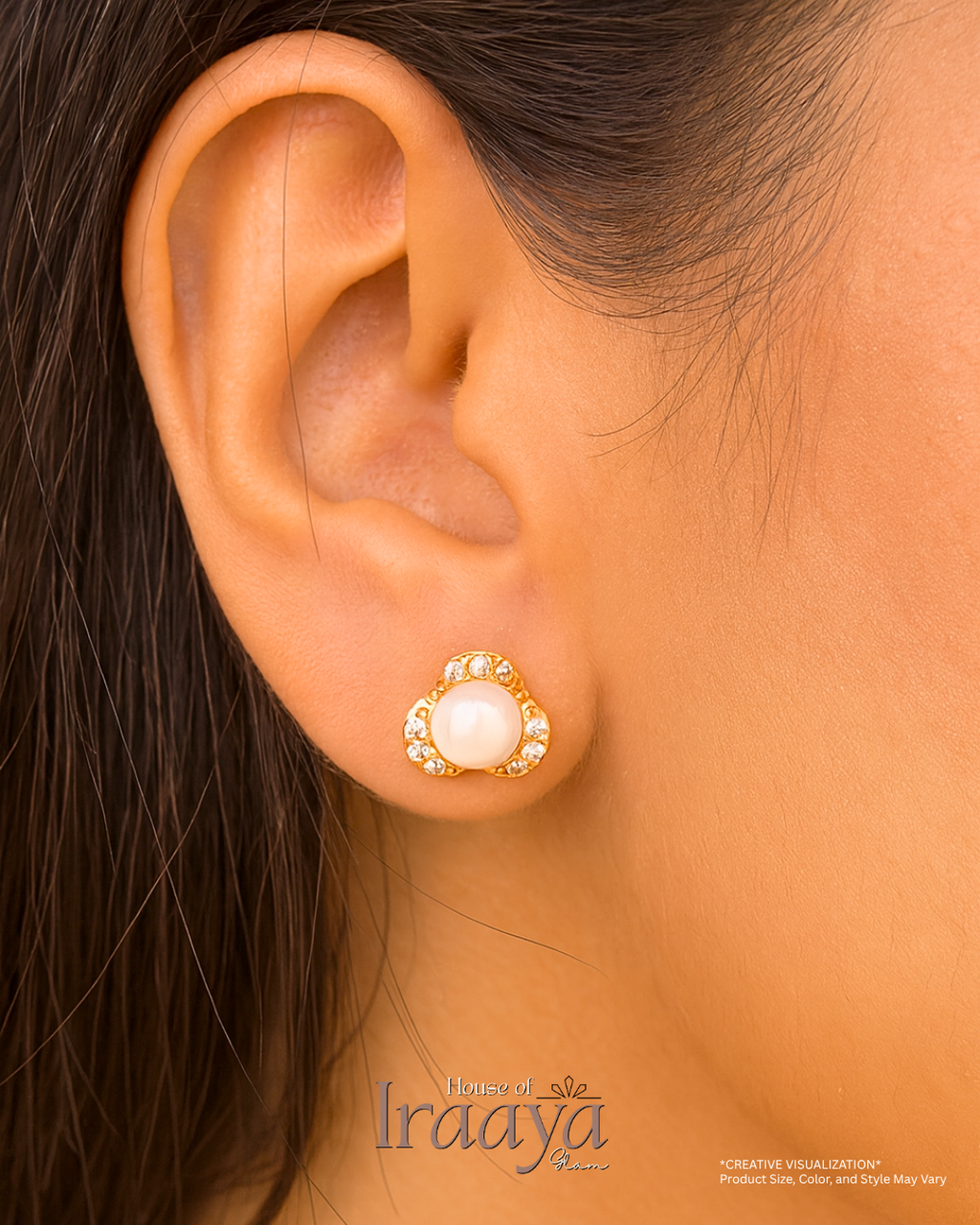Elegant Pearl & Zircon Stud Earrings
