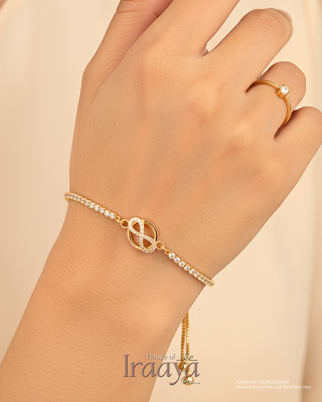 Infinity Charm Stone Slider Bracelet