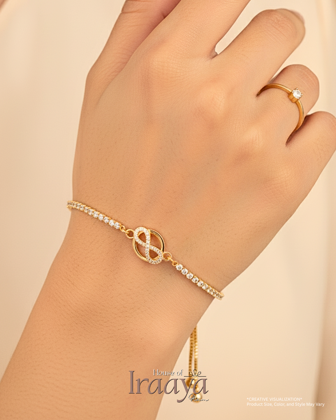 Infinity Charm Stone Slider Bracelet