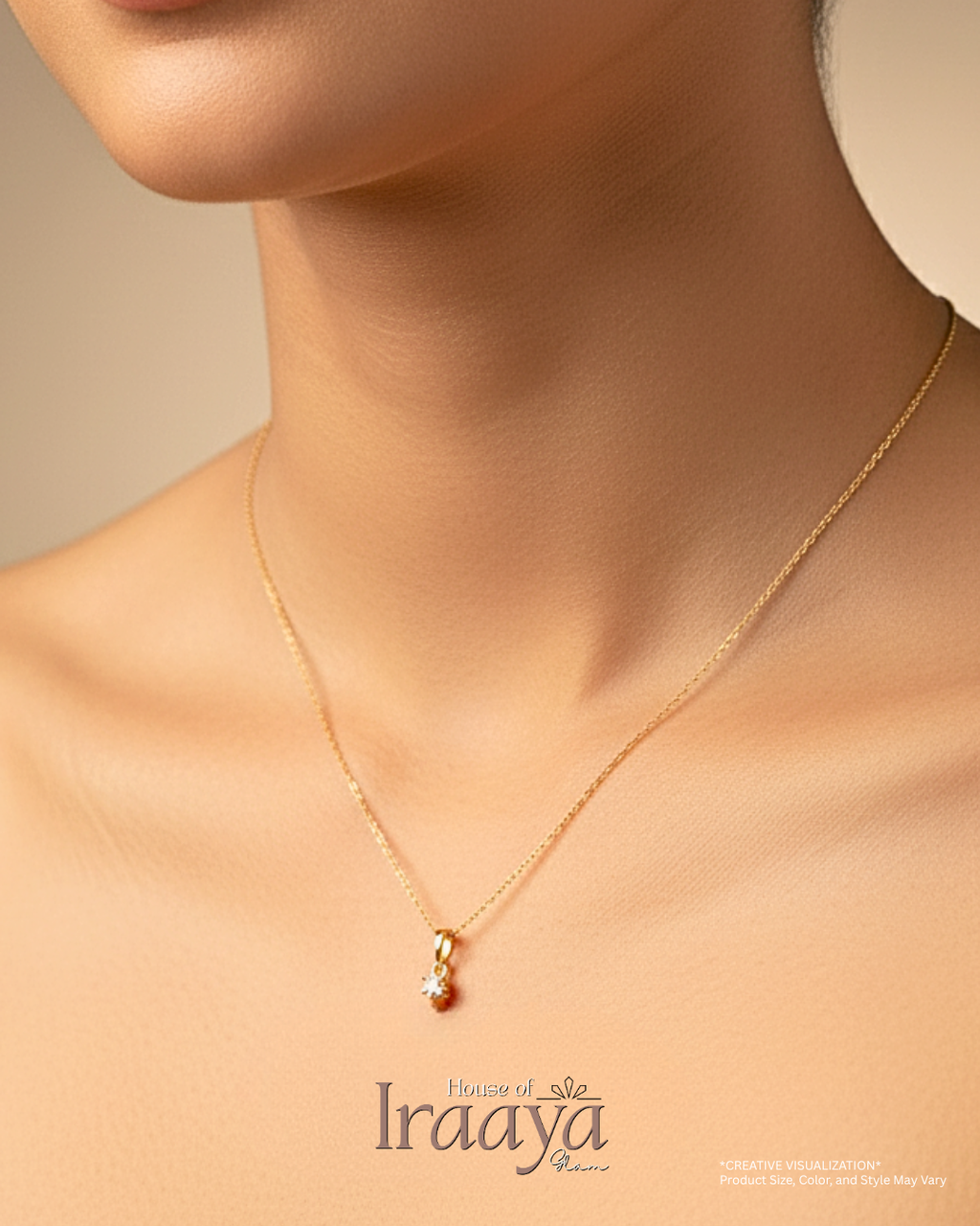 Gold Plated Solitaire Pendant Chain