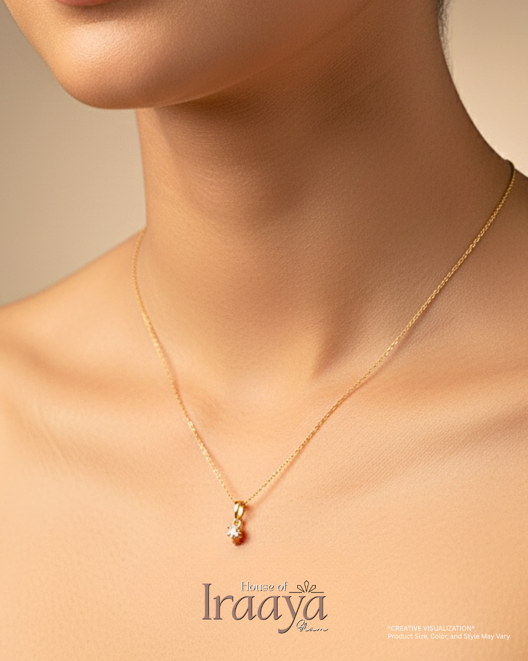 Gold Plated Solitaire Pendant Chain