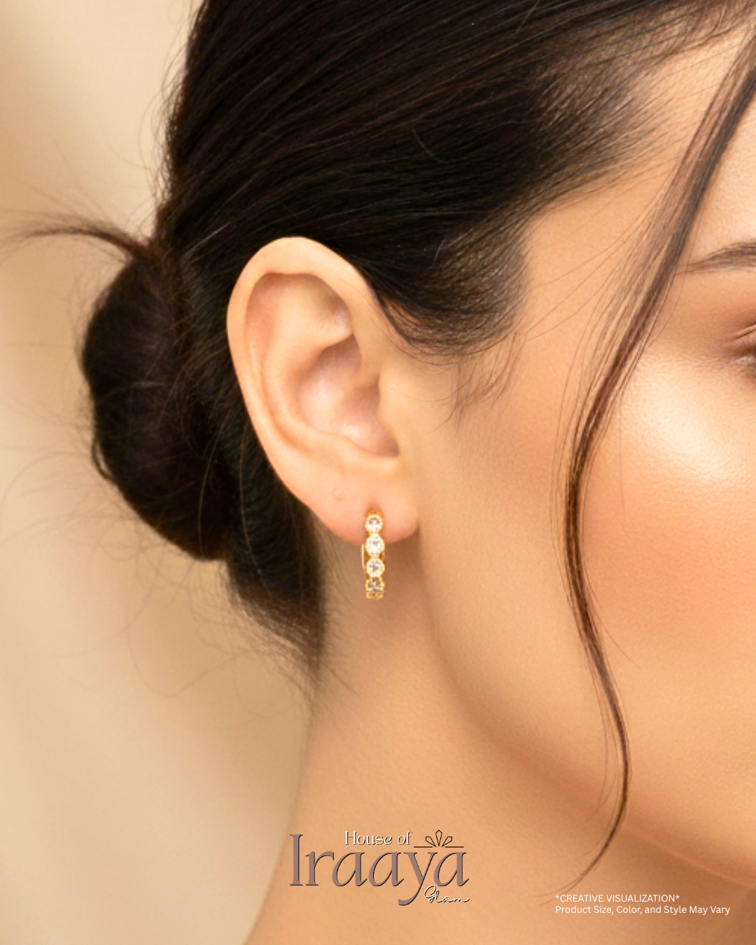 Gold-Plated Stone-Embellished Hoop Earrings
