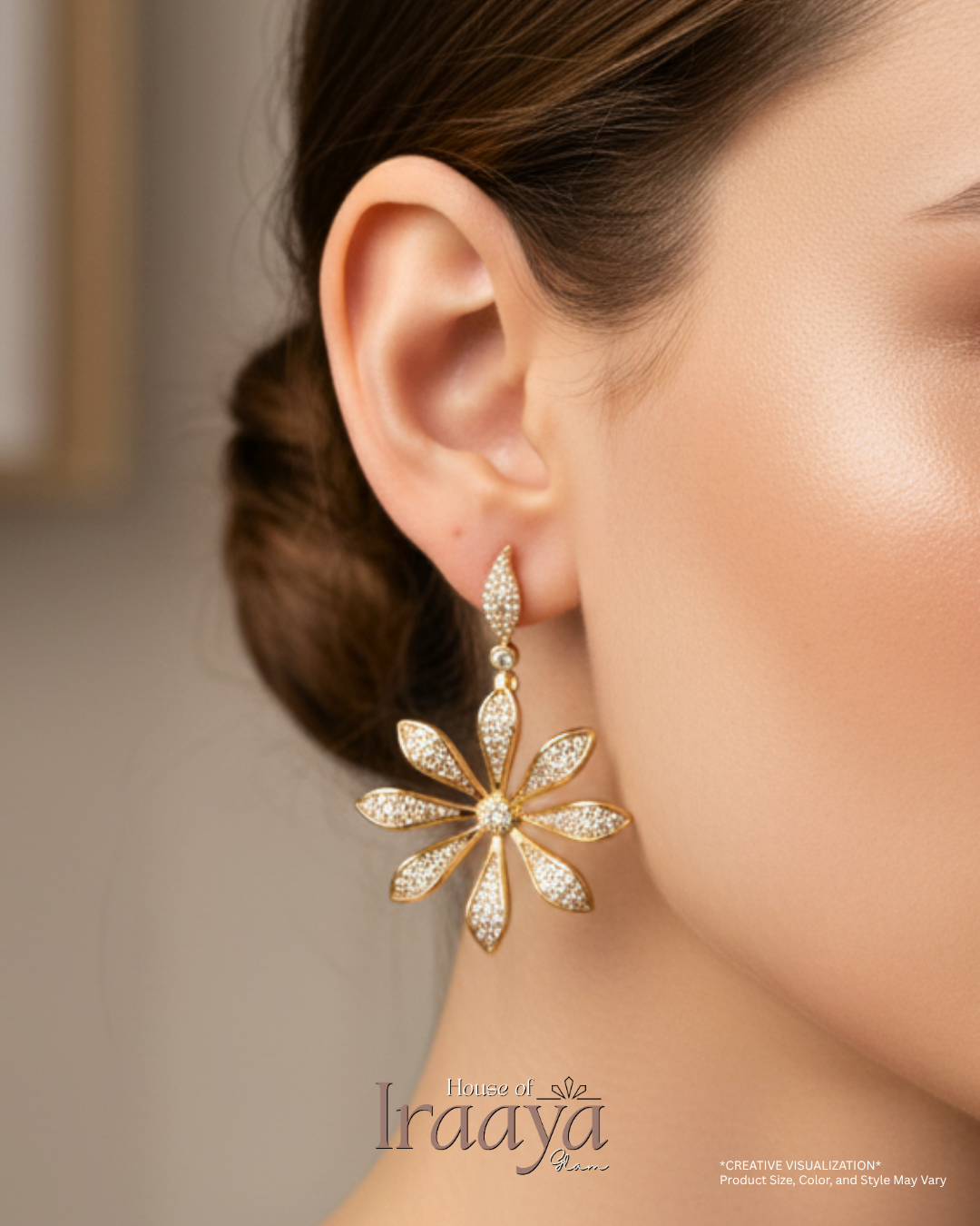 Floral Inspired Stoned Satement Earrings