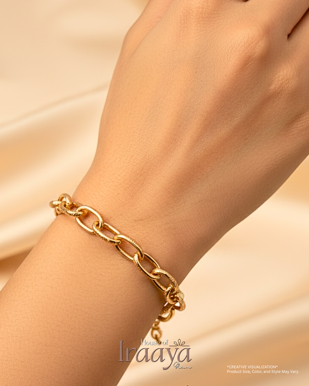 Textured Gold Chain Link Bracelet