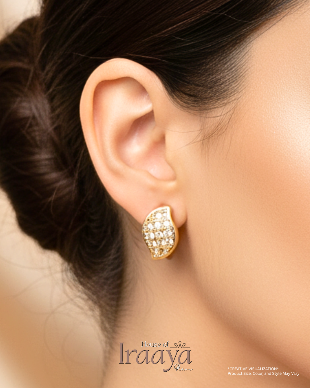 Gold-Plated Pave Hoop Earrings