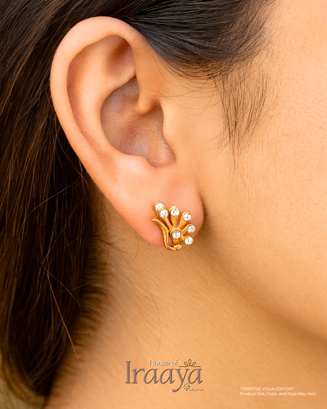 Floral Gold-Toned Stud Earrings