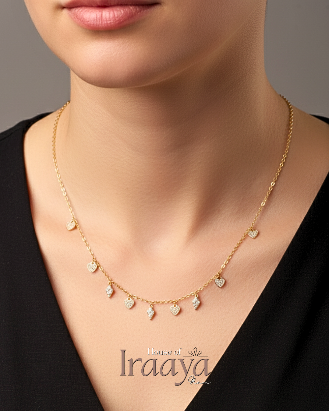 Heart & Diamond shaped Charm Necklace