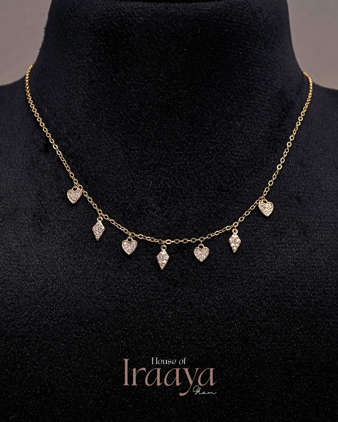 Heart & Diamond shaped Charm Necklace