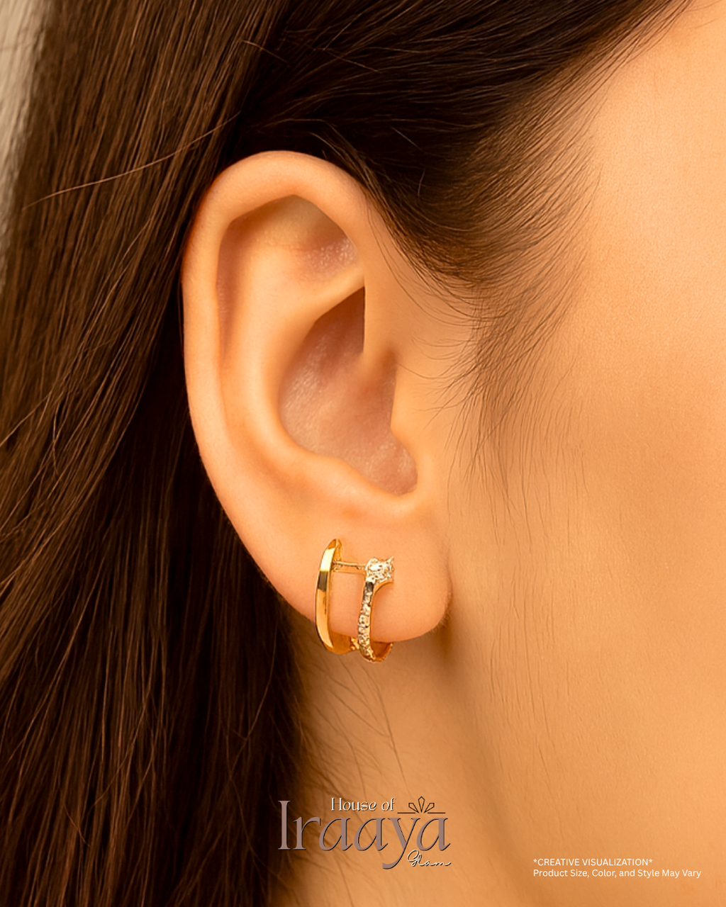 Dual Curve Gold-Toned Stud Earrings