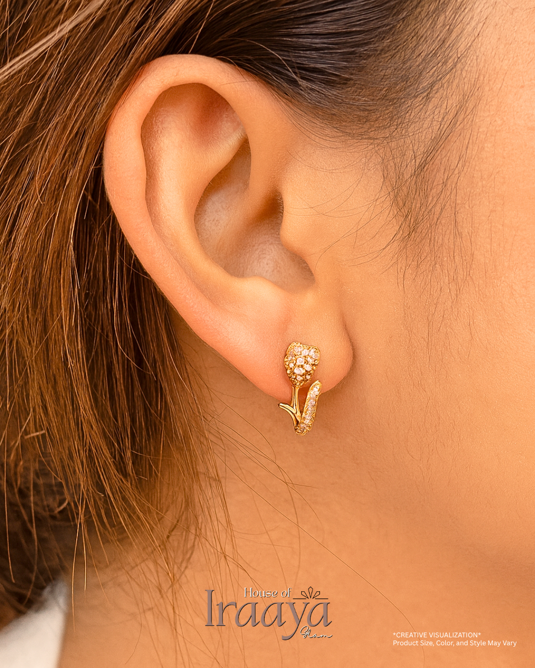 Floral Bloom Gold-Plated Stud Earrings