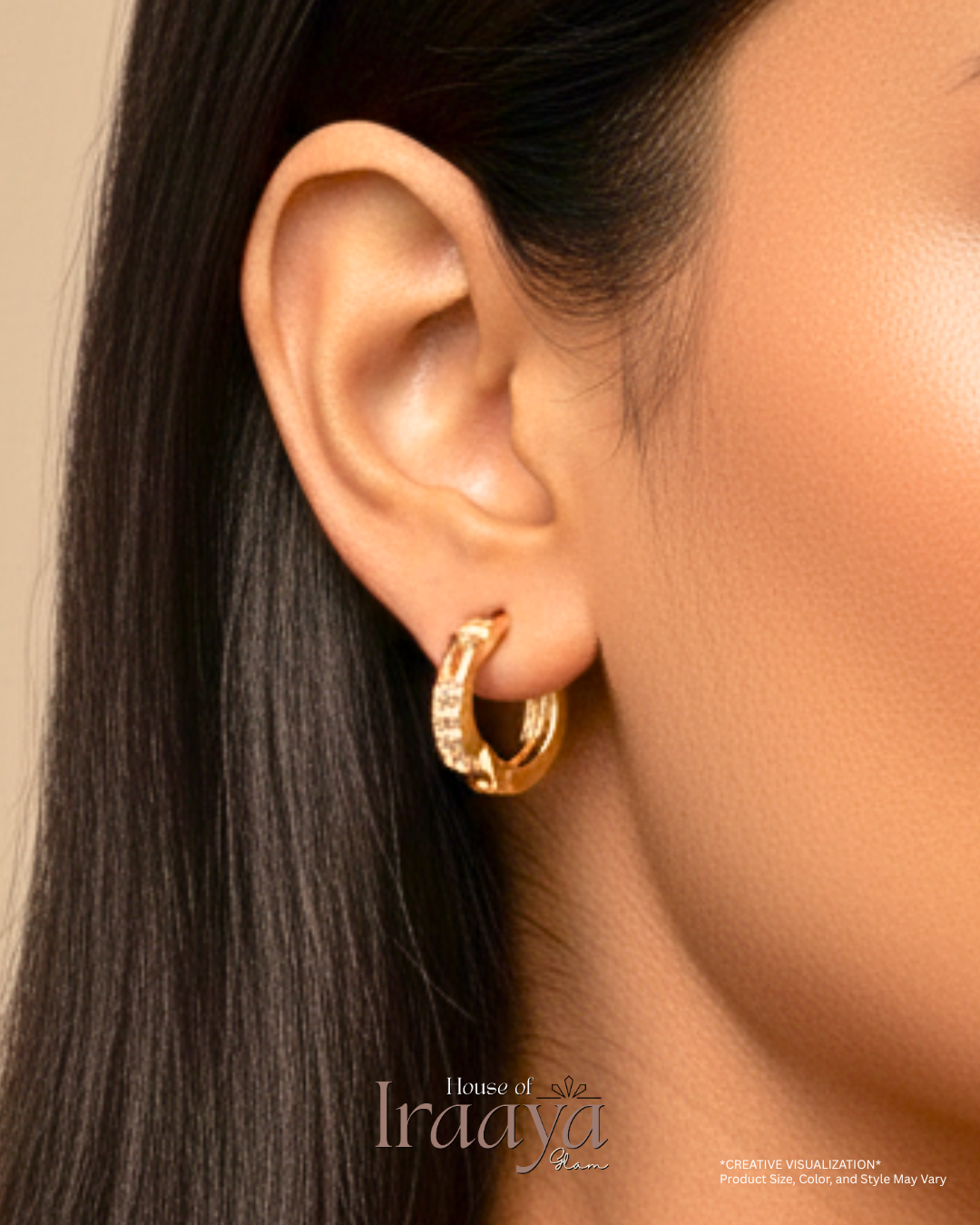 Gold-Plated Huggie Earrings with CZ Detailing