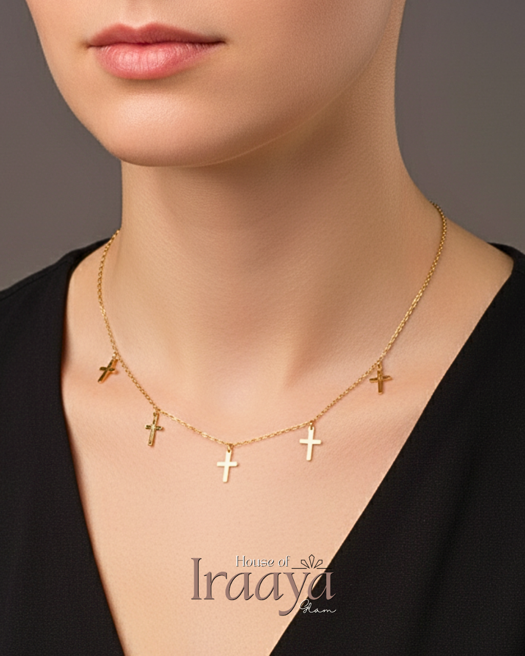 Multi Cross Charm Necklace