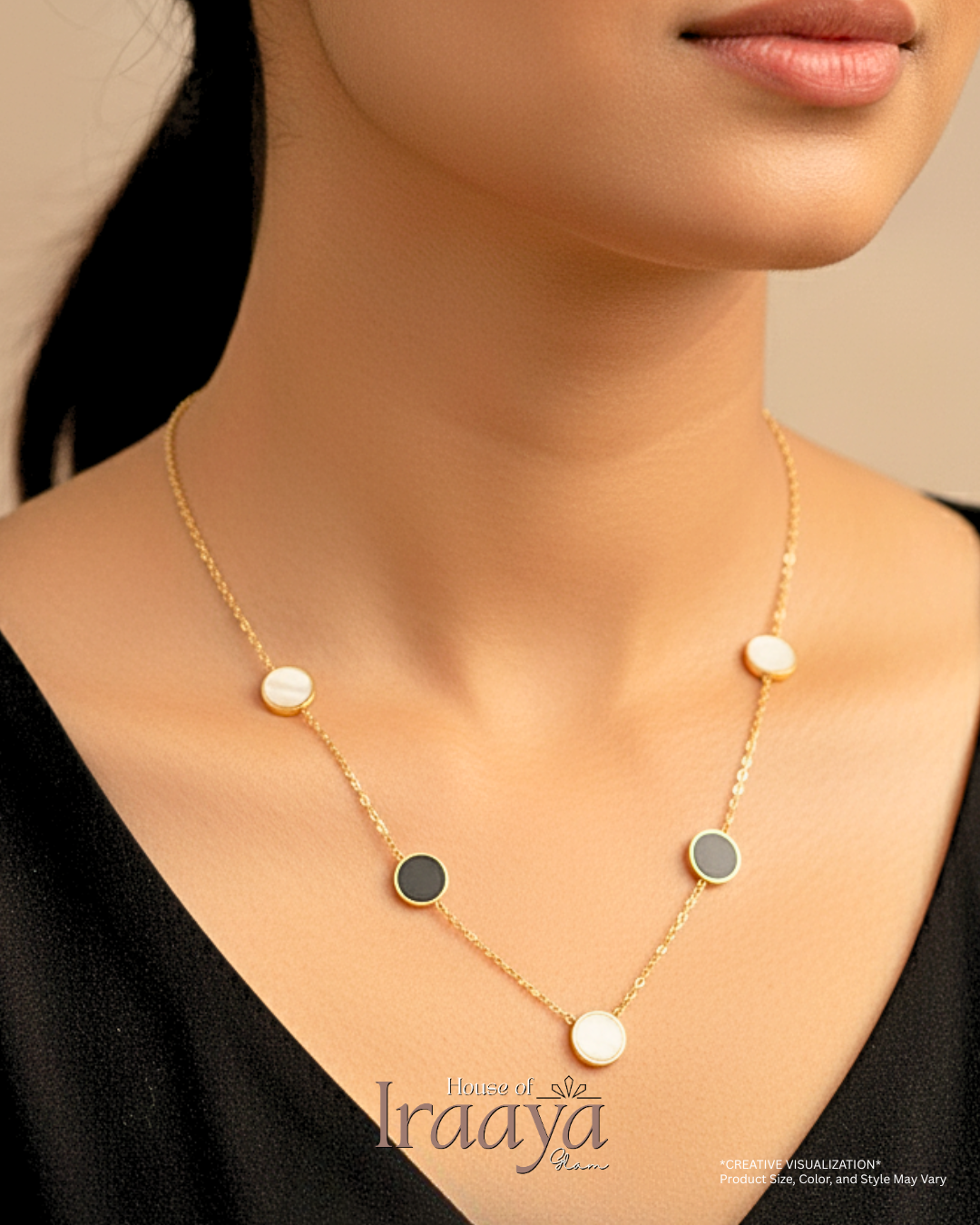 Gold Toned Chain With Black & White Circle Charms