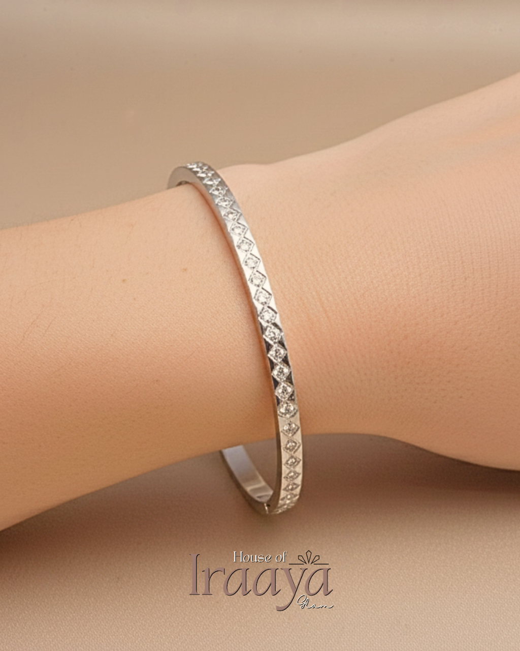 Silver Diamond Pattern Slim Kada