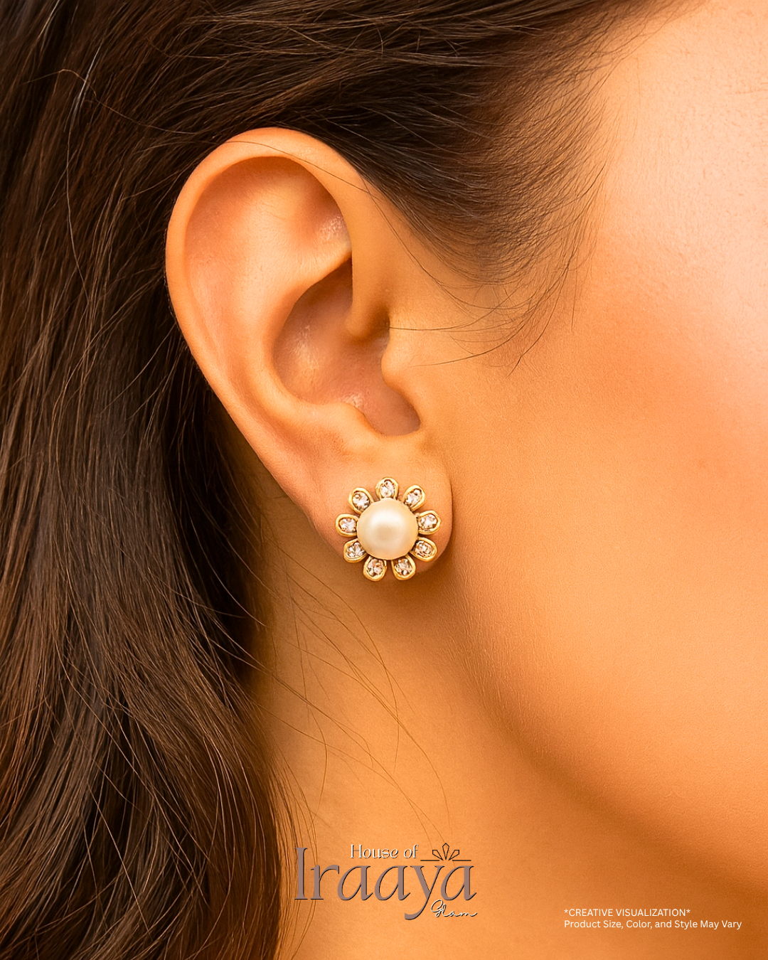 Pearl & Crystal Floral Stud Earrings