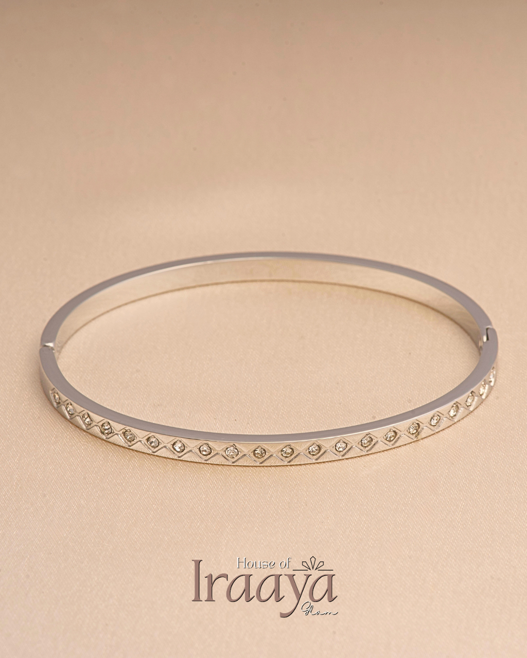 Silver Diamond Pattern Slim Kada