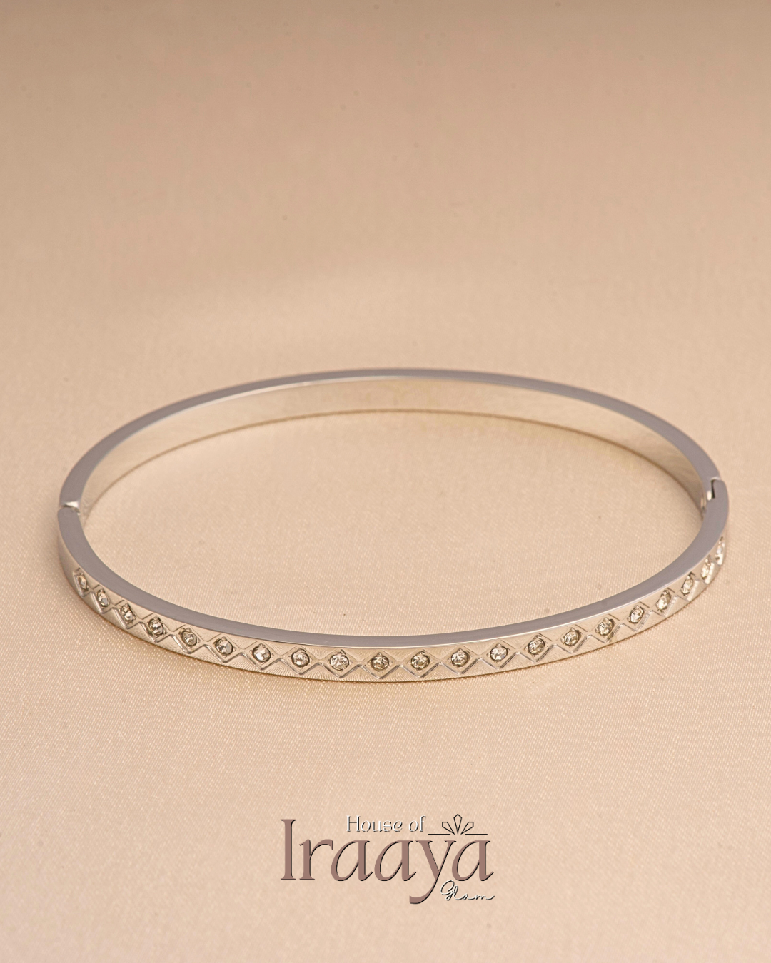 Silver Diamond Pattern Slim Kada