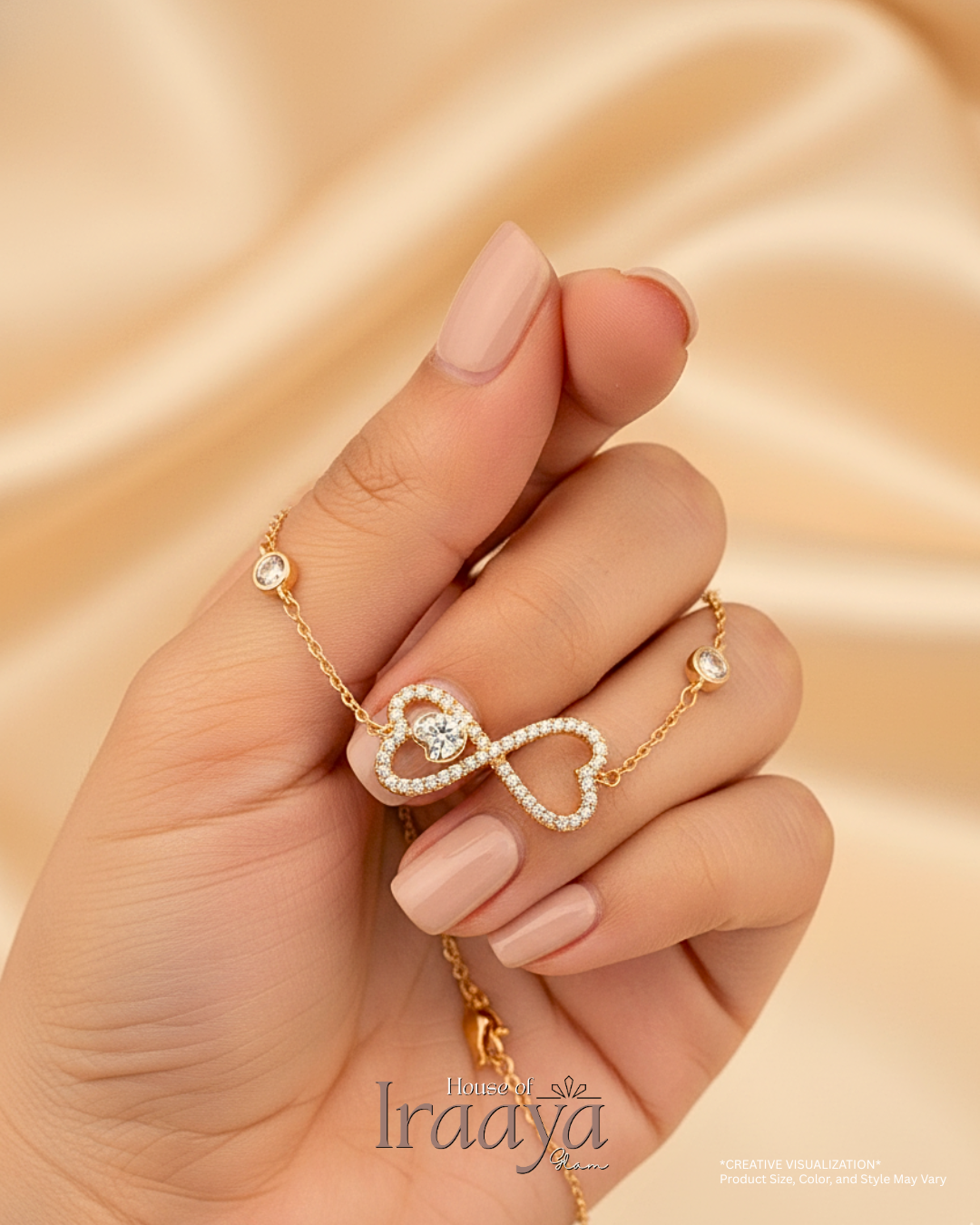 Infinity Shaped Heart Diamond Bracelet