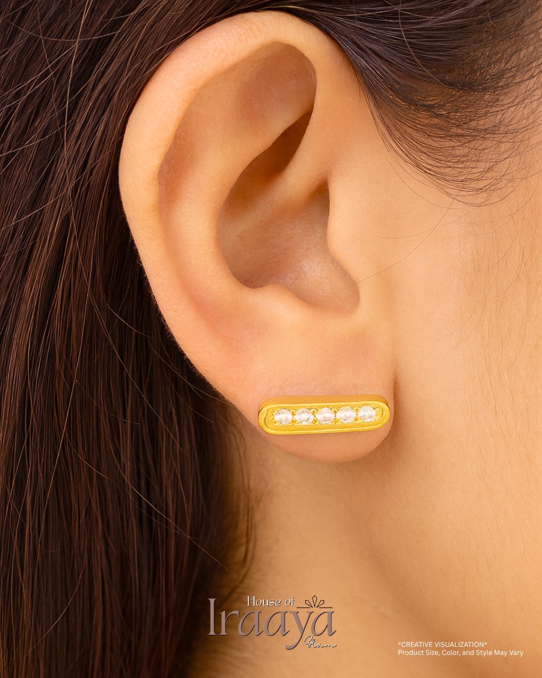 Bar Stud Earrings with Crystals