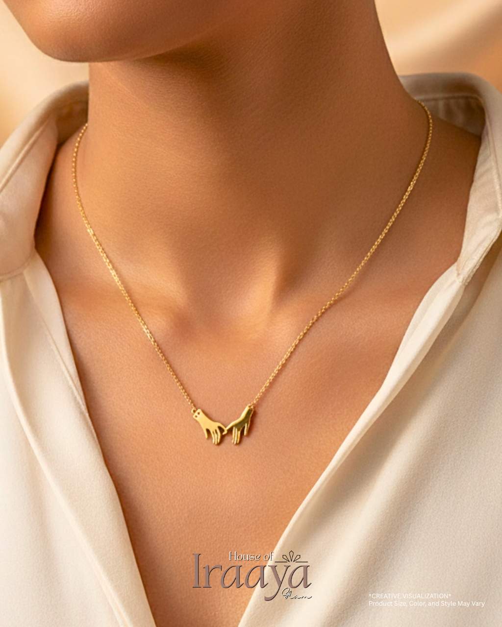 Golden Linked Hands Pendant Chain