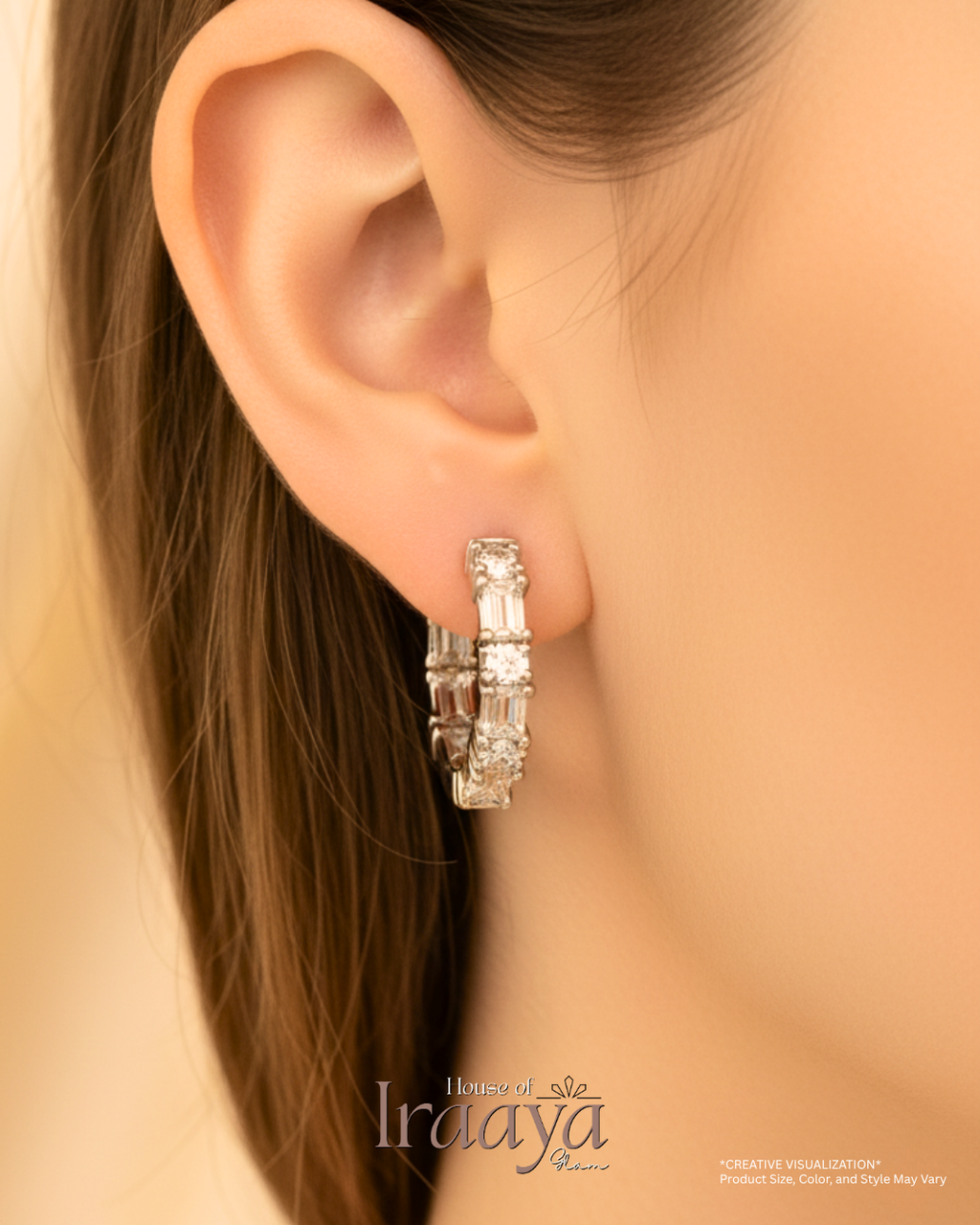 Elegant Baguette Hoop Earrings