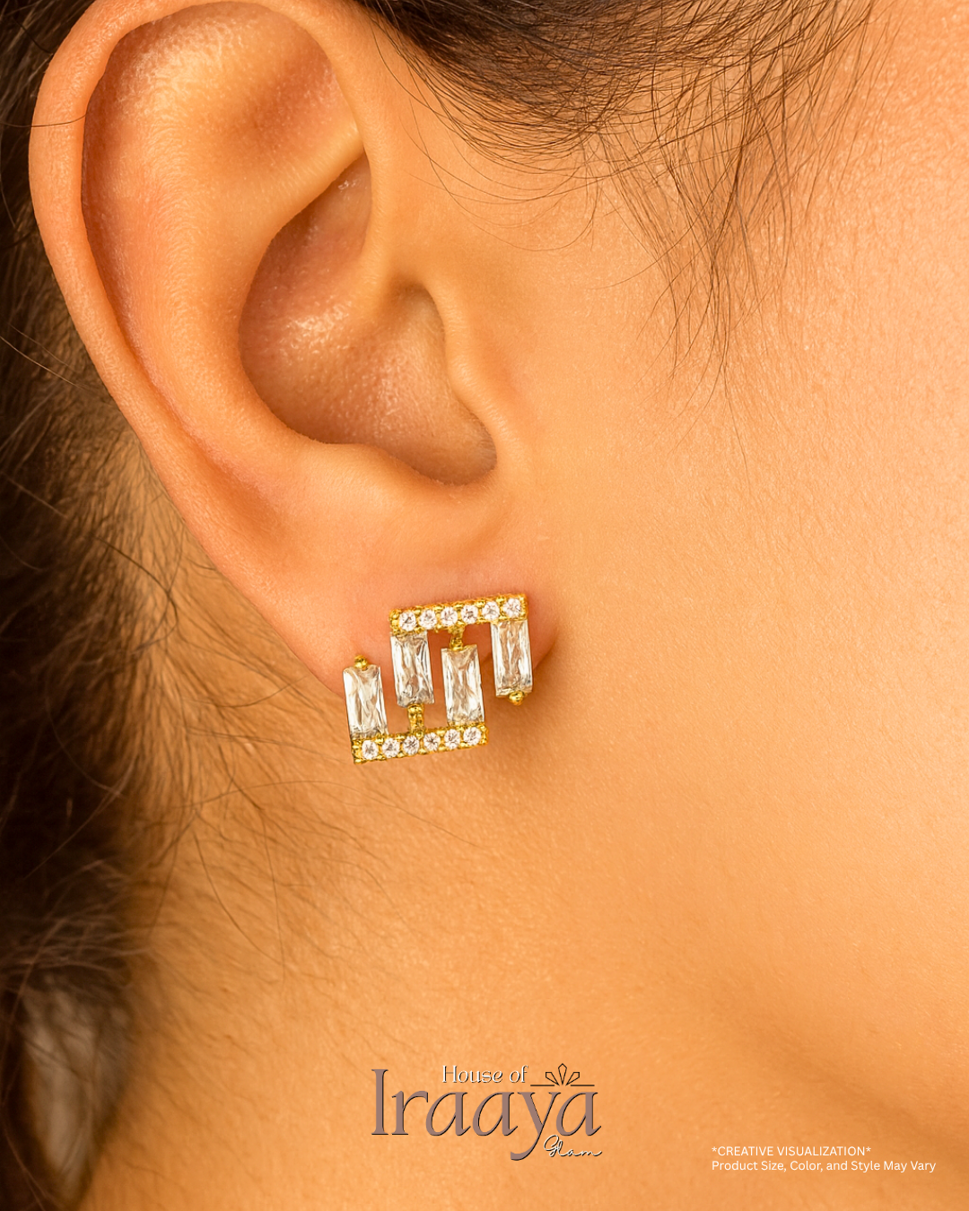Geometric Crystal Stud Earrings