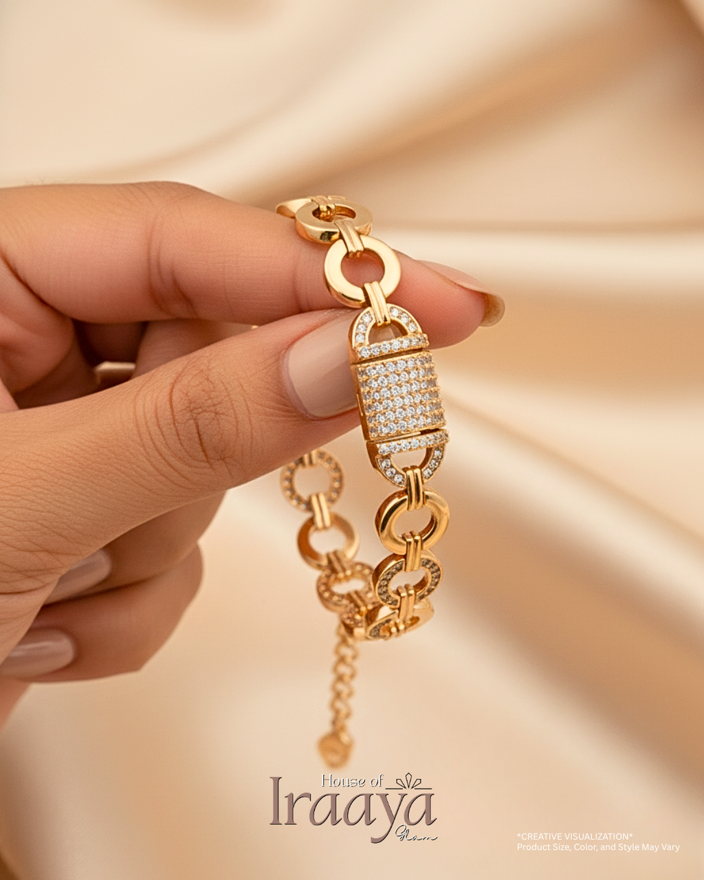 Gold Toned Link Pavé Design With Stone Detailing