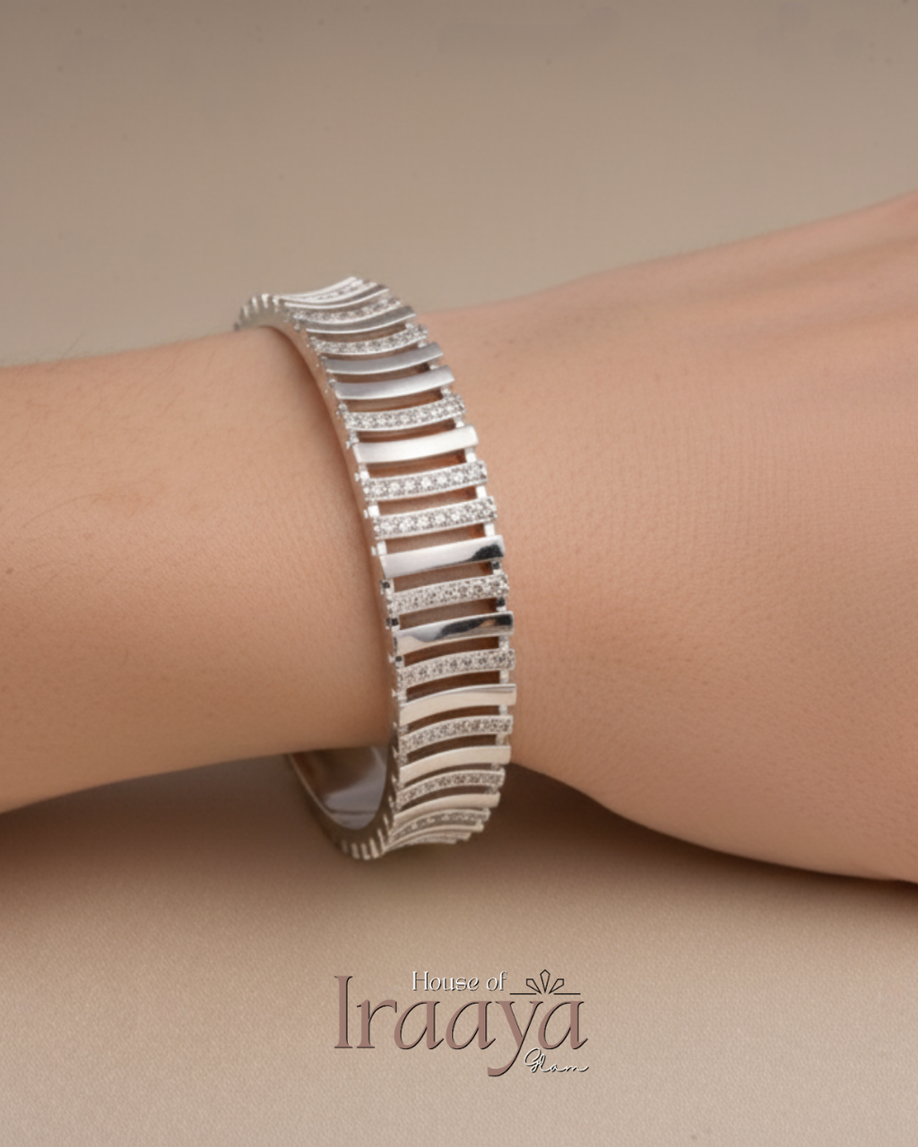 Silver Layered Crystal Panel Kada