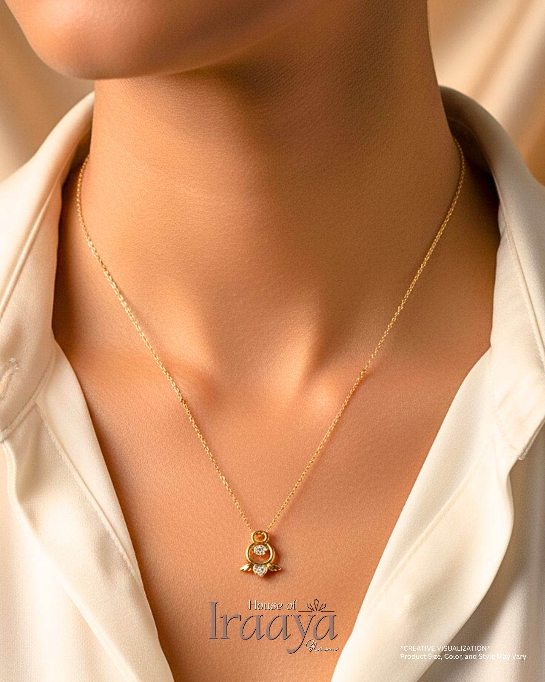 Angel Wing Pendant Chain With a Shimmering Stone Centerpiece