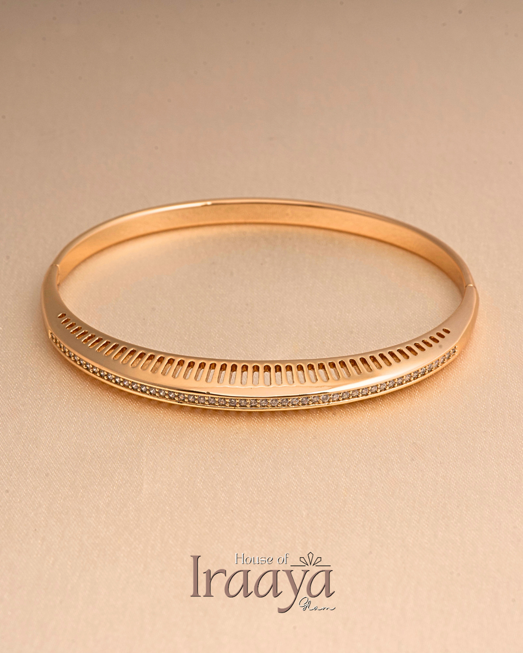 Gold Linear Sparkle Cuff Kada