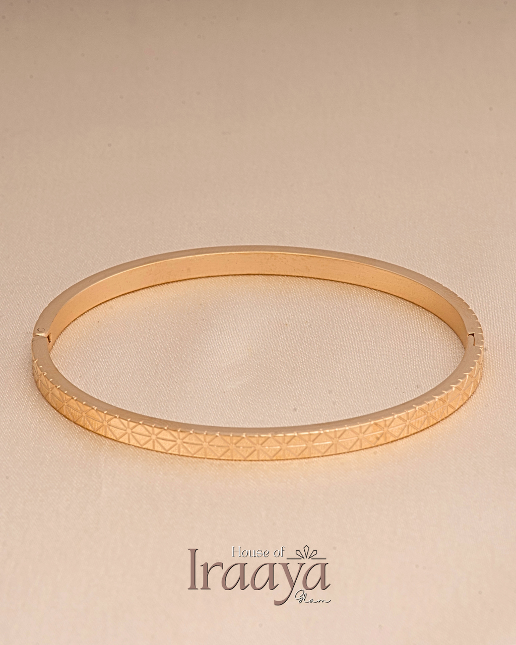 Textured Gold Geometric Cuff Kada