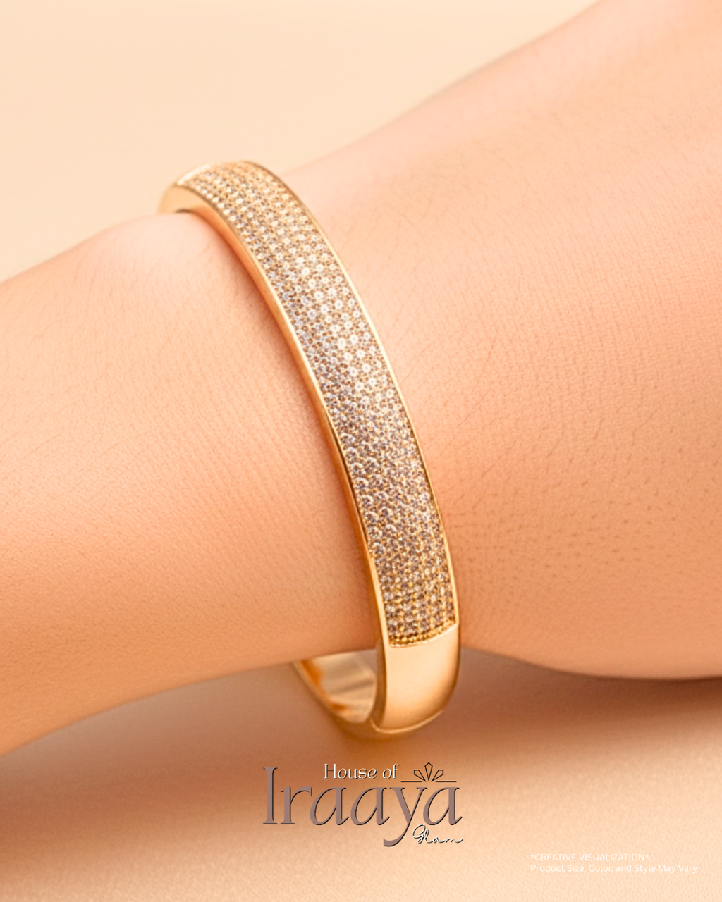 Gold Tone Pavé Bangle Kada