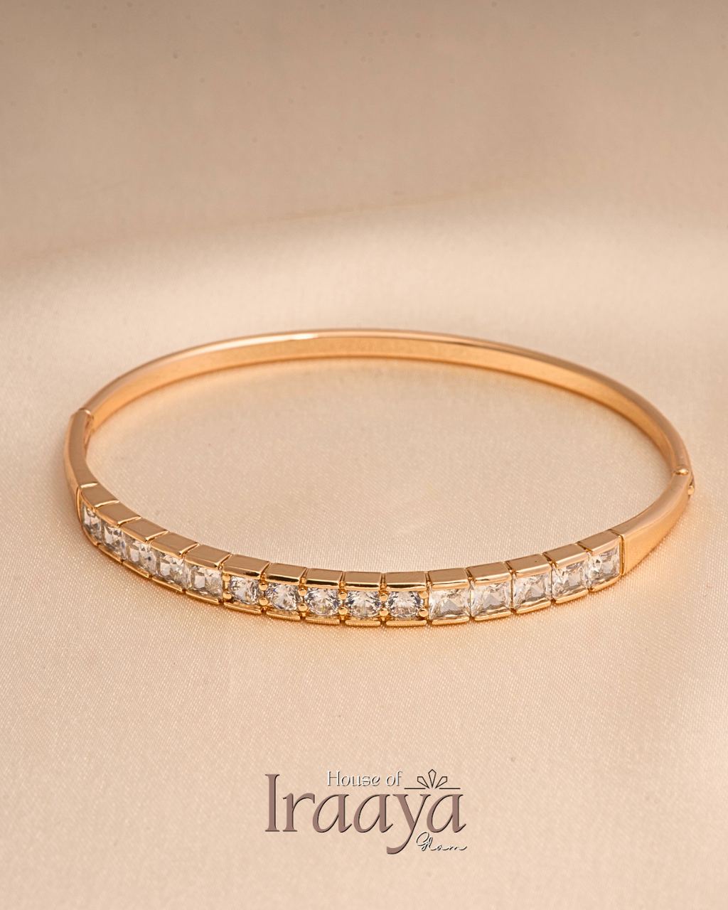 Classic Crystal Line Gold Kada