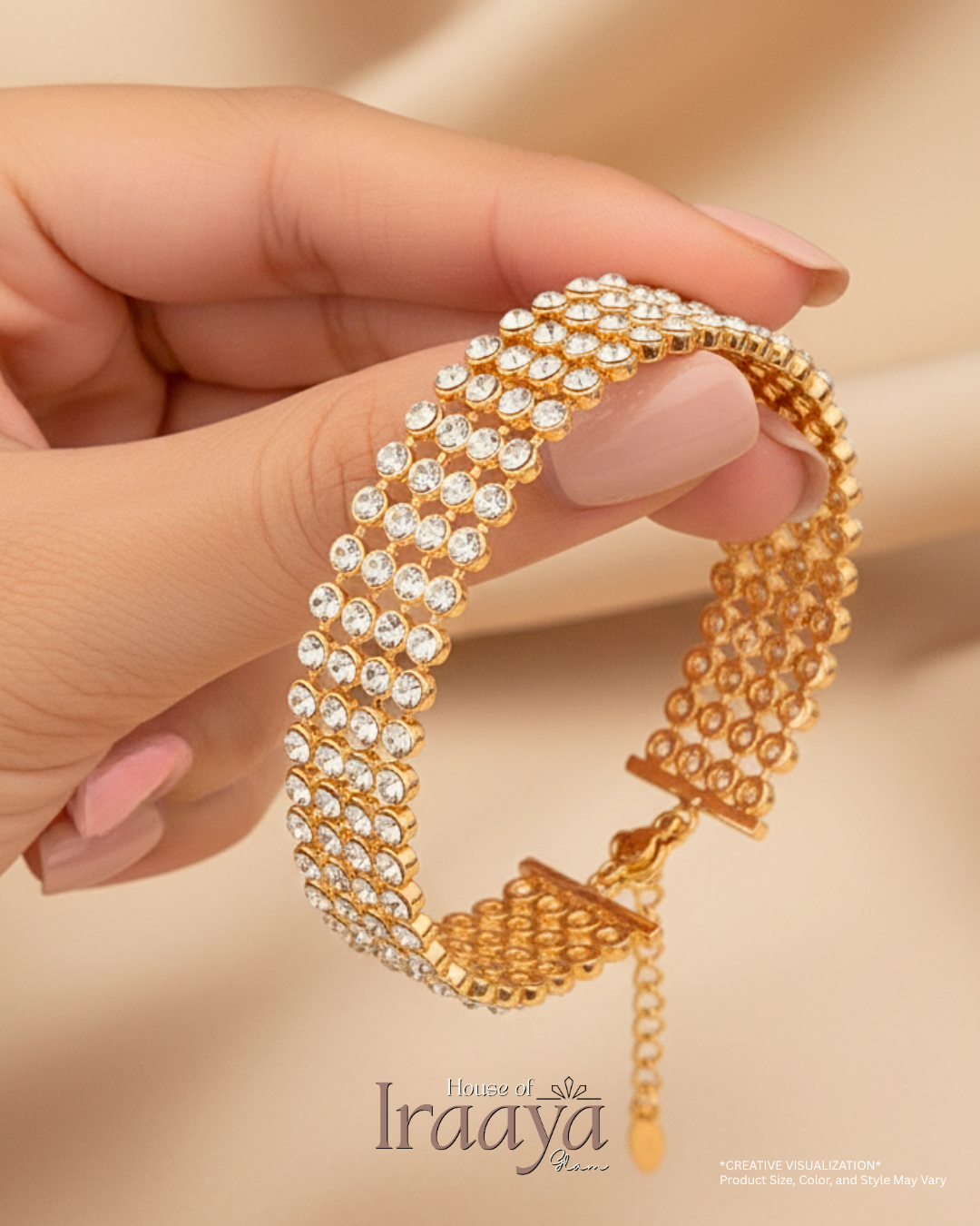 Radiant Swarovski Stoned Mesh Gold Bracelet